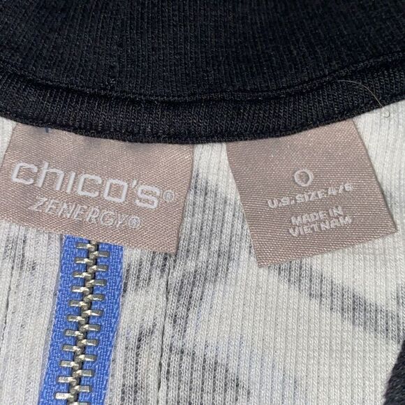 Chicos Zenergy floral zip back shirt/top/tunic Sz O - Picture 7 of 9